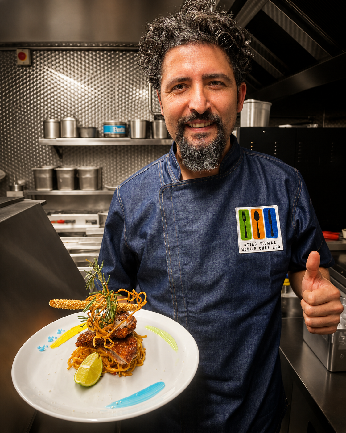 Chef Aytac presenting a finished dish