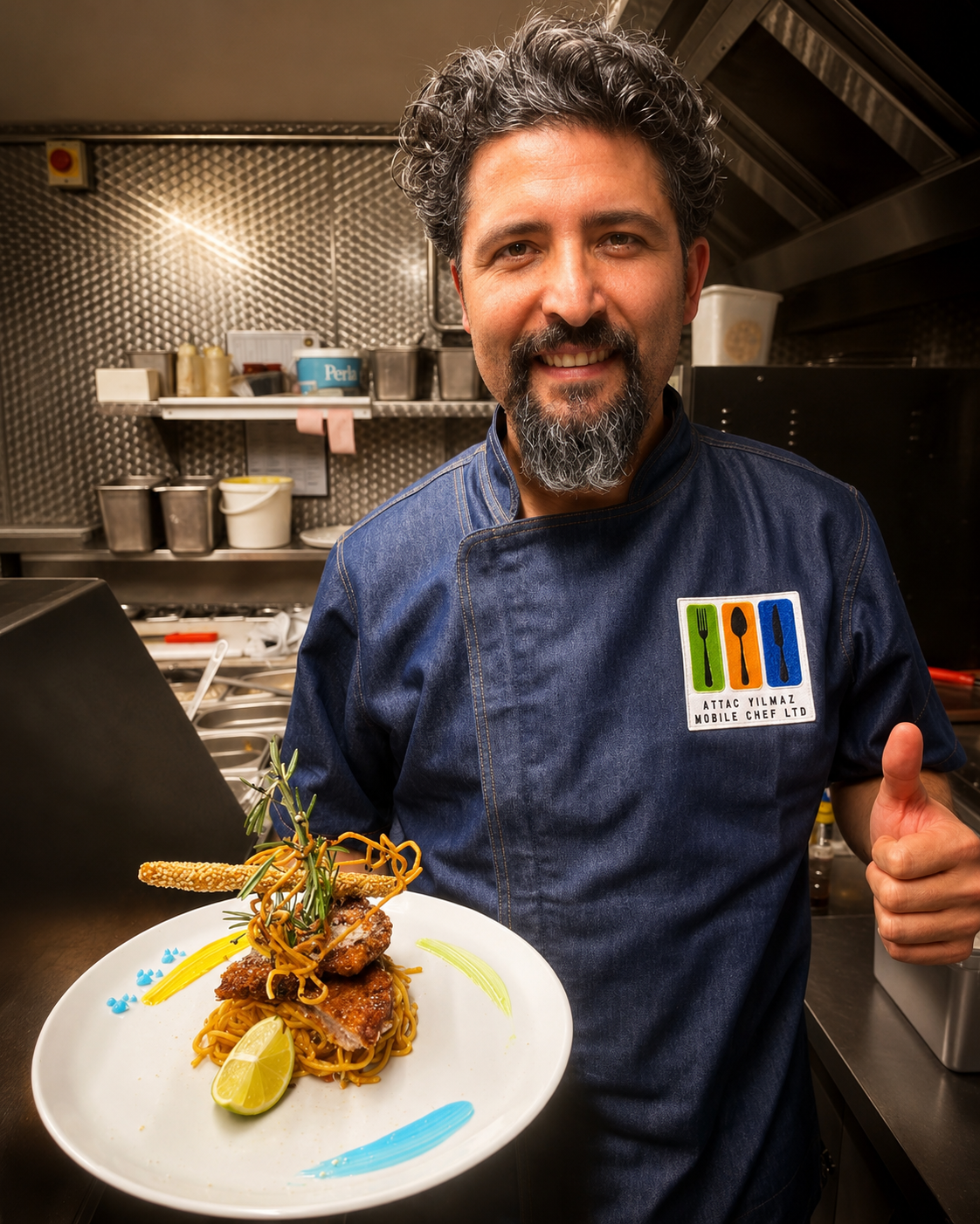 Chef Aytac Yilmaz presenting a plated dish